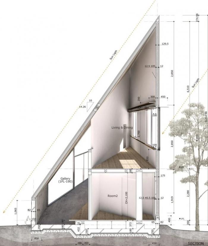 BIM建筑|陡坡屋顶和对角线展墙的三维构图:日本8.5住宅 / DOG BIM建筑|陡坡屋顶和对角线展墙的三维构图:日本8.5住宅 / DOG