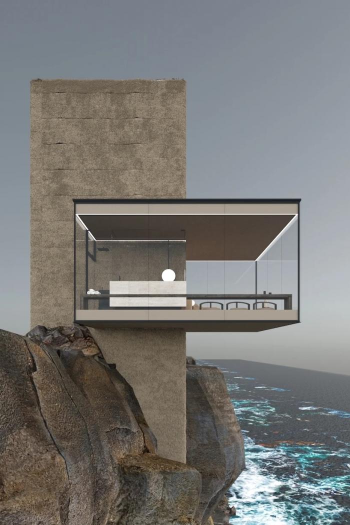 BIM建筑|矗立于悬崖绝壁上的极简玻璃小屋 / Yakusha Design BIM建筑|矗立于悬崖绝壁上的极简玻璃小屋 / Yakusha Design