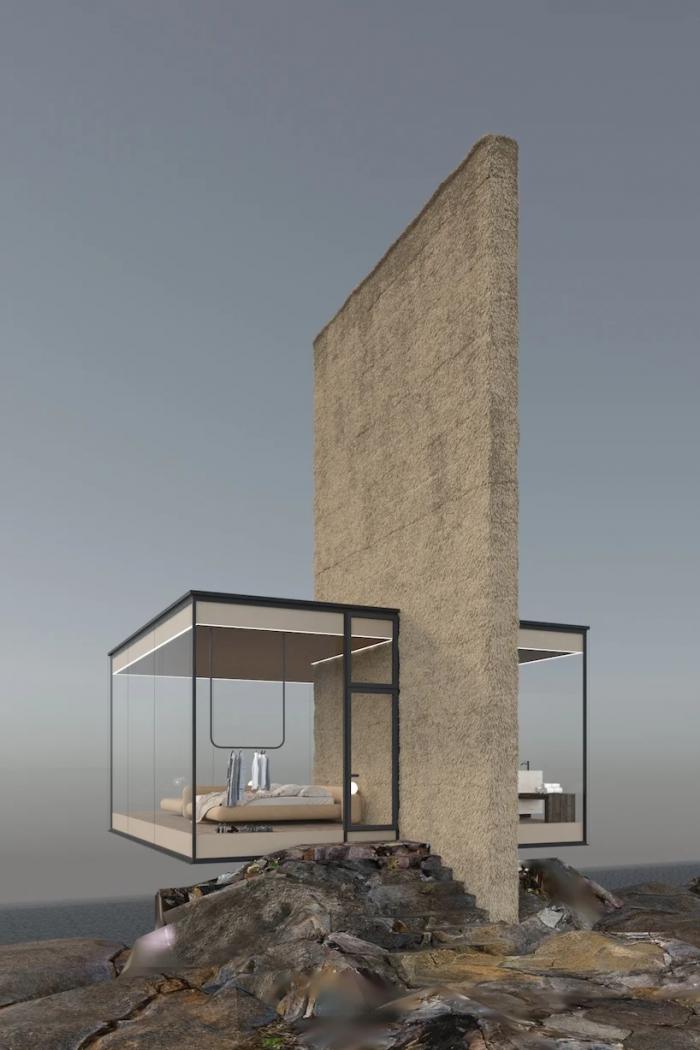 BIM建筑|矗立于悬崖绝壁上的极简玻璃小屋 / Yakusha Design BIM建筑|矗立于悬崖绝壁上的极简玻璃小屋 / Yakusha Design