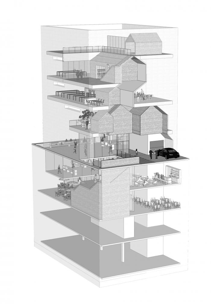 BIM建筑|村庄小房子堆砌于白色盒子中:韩国0914旗舰店 BIM建筑|村庄小房子堆砌于白色盒子中:韩国0914旗舰店