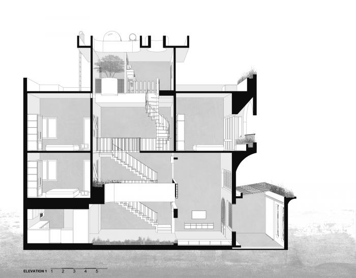 BIM建筑|绿植点缀垂直天井,活力与静谧美感的平衡:越南V别墅 BIM建筑|绿植点缀垂直天井,活力与静谧美感的平衡:越南V别墅
