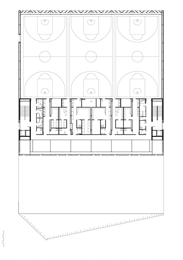 BIM建筑|红砖石外墙的半地下体育场 | CAMP DEL FERRO 体育中心 BIM建筑|红砖石外墙的半地下体育场 | CAMP DEL FERRO 体育中心