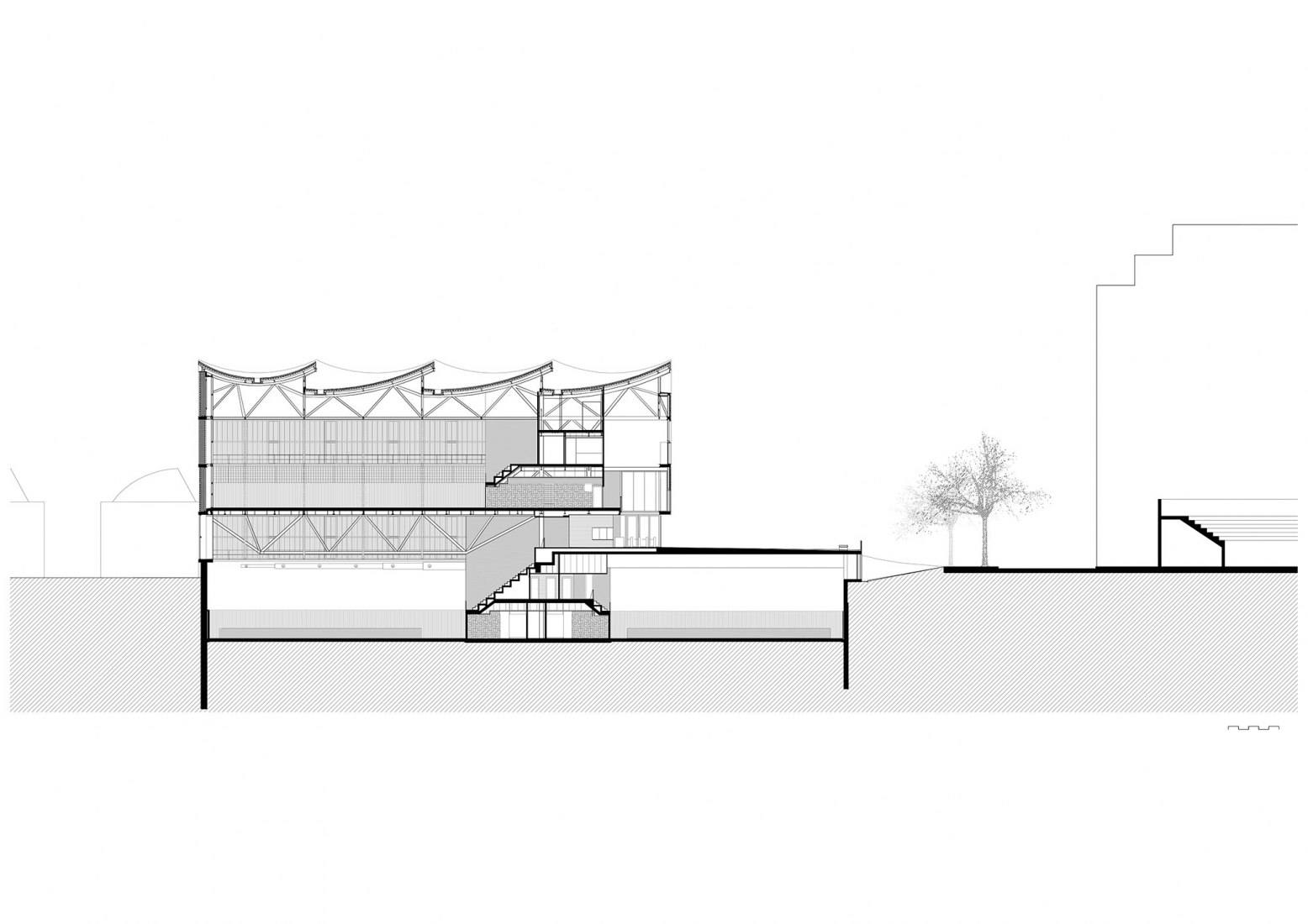 BIM建筑|红砖石外墙的半地下体育场 | CAMP DEL FERRO 体育中心 BIM建筑|红砖石外墙的半地下体育场 | CAMP DEL FERRO 体育中心