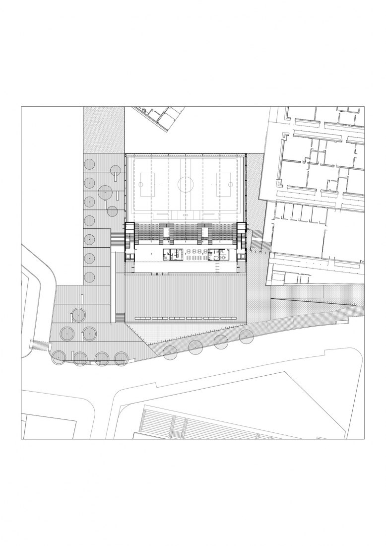 BIM建筑|红砖石外墙的半地下体育场 | CAMP DEL FERRO 体育中心 BIM建筑|红砖石外墙的半地下体育场 | CAMP DEL FERRO 体育中心