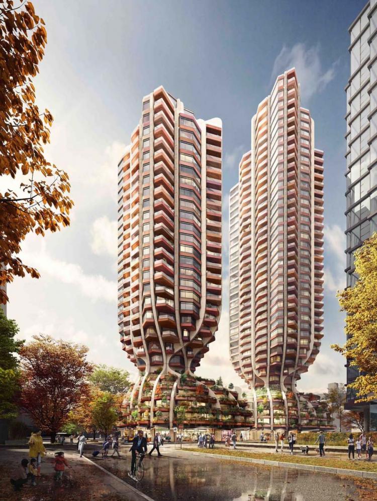 BIM建筑|Heatherwick公布“温哥华双子塔”方案,曲线扭转塔楼 BIM建筑|Heatherwick公布“温哥华双子塔”方案,曲线扭转塔楼