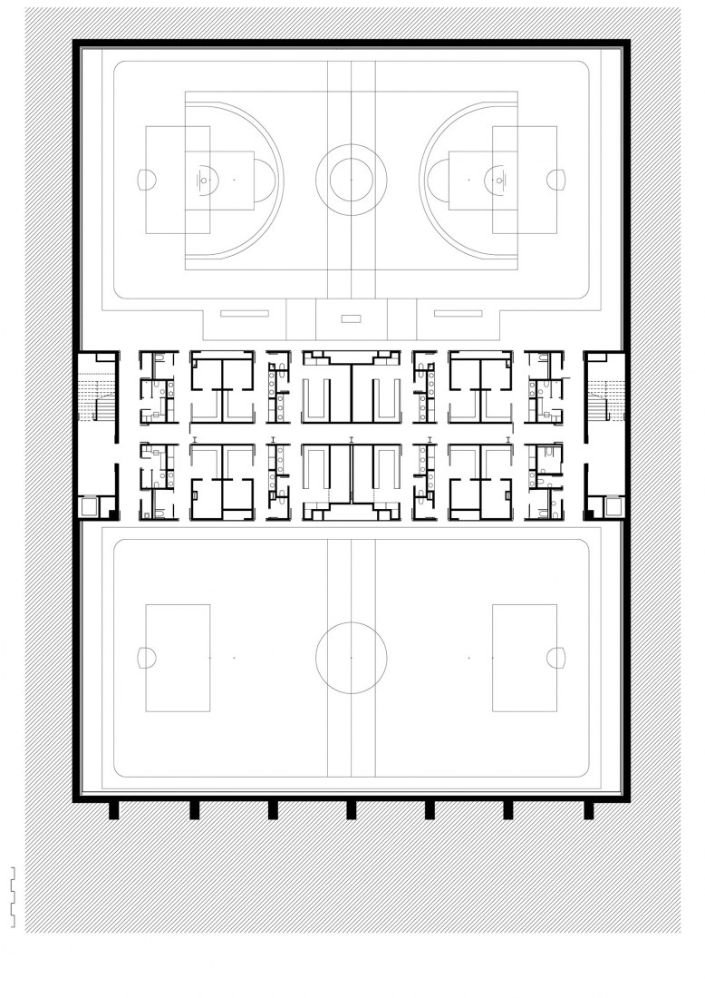 BIM建筑|红砖石外墙的半地下体育场 | CAMP DEL FERRO 体育中心 BIM建筑|红砖石外墙的半地下体育场 | CAMP DEL FERRO 体育中心