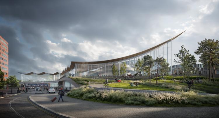 BIM建筑|用一叶屋顶整合的交通枢纽/BIG BIM建筑|用一叶屋顶整合的交通枢纽/BIG
