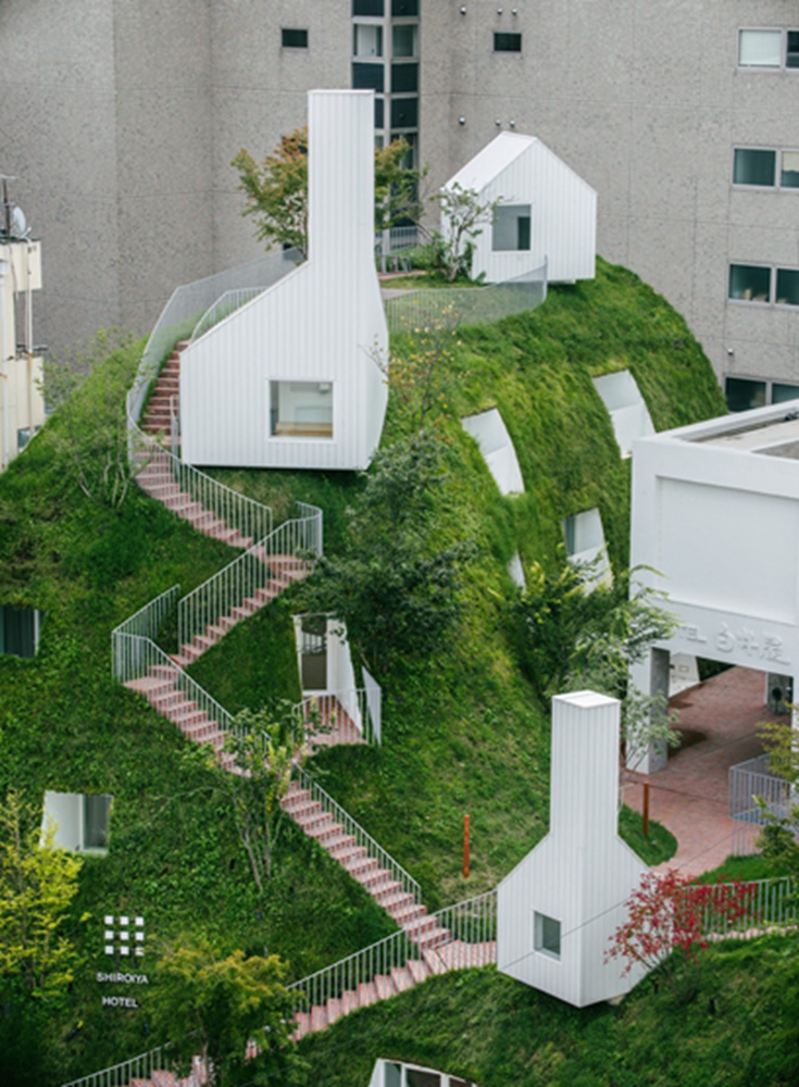 BIM建筑|藤本壮介为Shiroiya酒店增加巨大的中庭和青山 BIM建筑|藤本壮介为Shiroiya酒店增加巨大的中庭和青山
