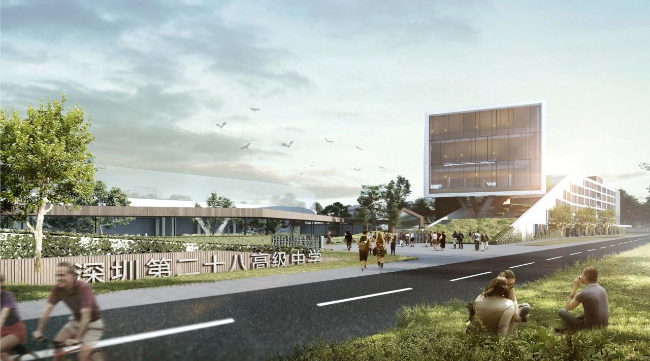 BIM建筑|“塘畔隐园”—深圳市第二十八高级中学建筑方案设计 / 一境建筑设计 BIM建筑|“塘畔隐园”—深圳市第二十八高级中学建筑方案设计 / 一境建筑设计