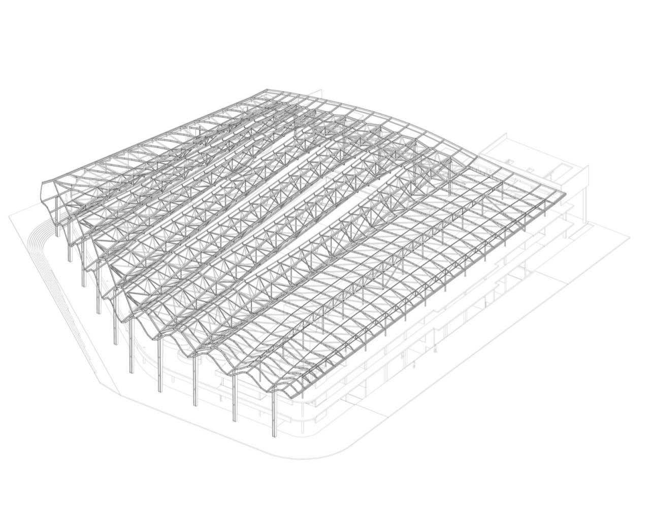 BIM建筑|波浪形屋面,UCPA大兰斯体育场 / Marc Mimram BIM建筑|波浪形屋面,UCPA大兰斯体育场 / Marc Mimram