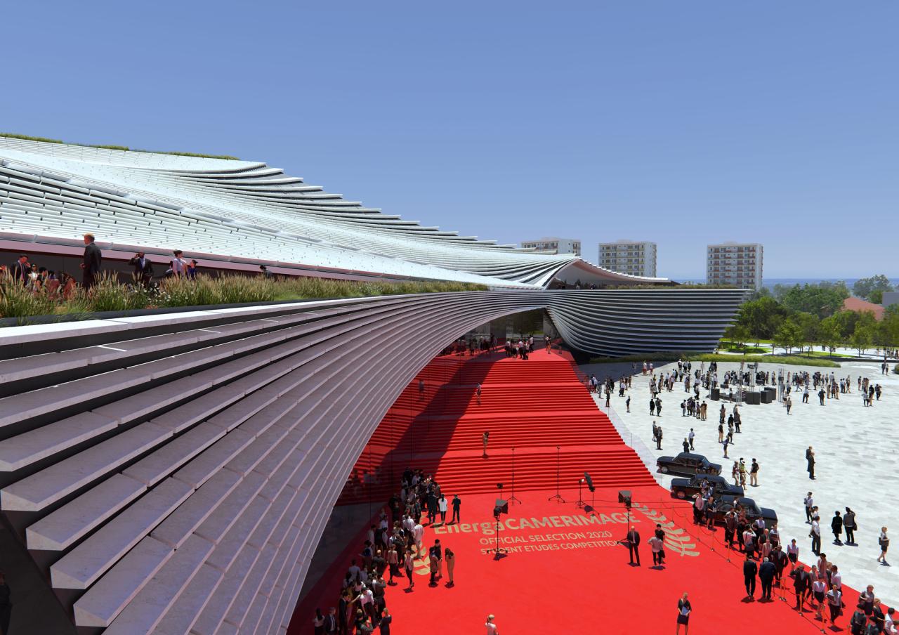BIM建筑|陶片层层,‘欧洲电影中心CAMERIMAGE’竞赛方案 / 隈研吾事务所 BIM建筑|陶片层层,‘欧洲电影中心CAMERIMAGE’竞赛方案 / 隈研吾事务所