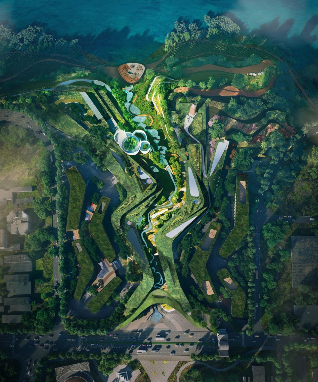 BIM建筑|延伸至岷江的‘峡谷建筑’,五粮·东方酒谷方案公布 / 奥雷·舍人 BIM建筑|延伸至岷江的‘峡谷建筑’,五粮·东方酒谷方案公布 / 奥雷·舍人