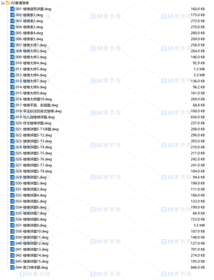 44套楼梯CAD平面图剖面图大样图普通楼梯剪刀梯DWG格式图纸 CAD节点大样 第1张-BIM建筑网 44套楼梯CAD平面图剖面图大样图普通楼梯剪刀梯DWG格式图纸