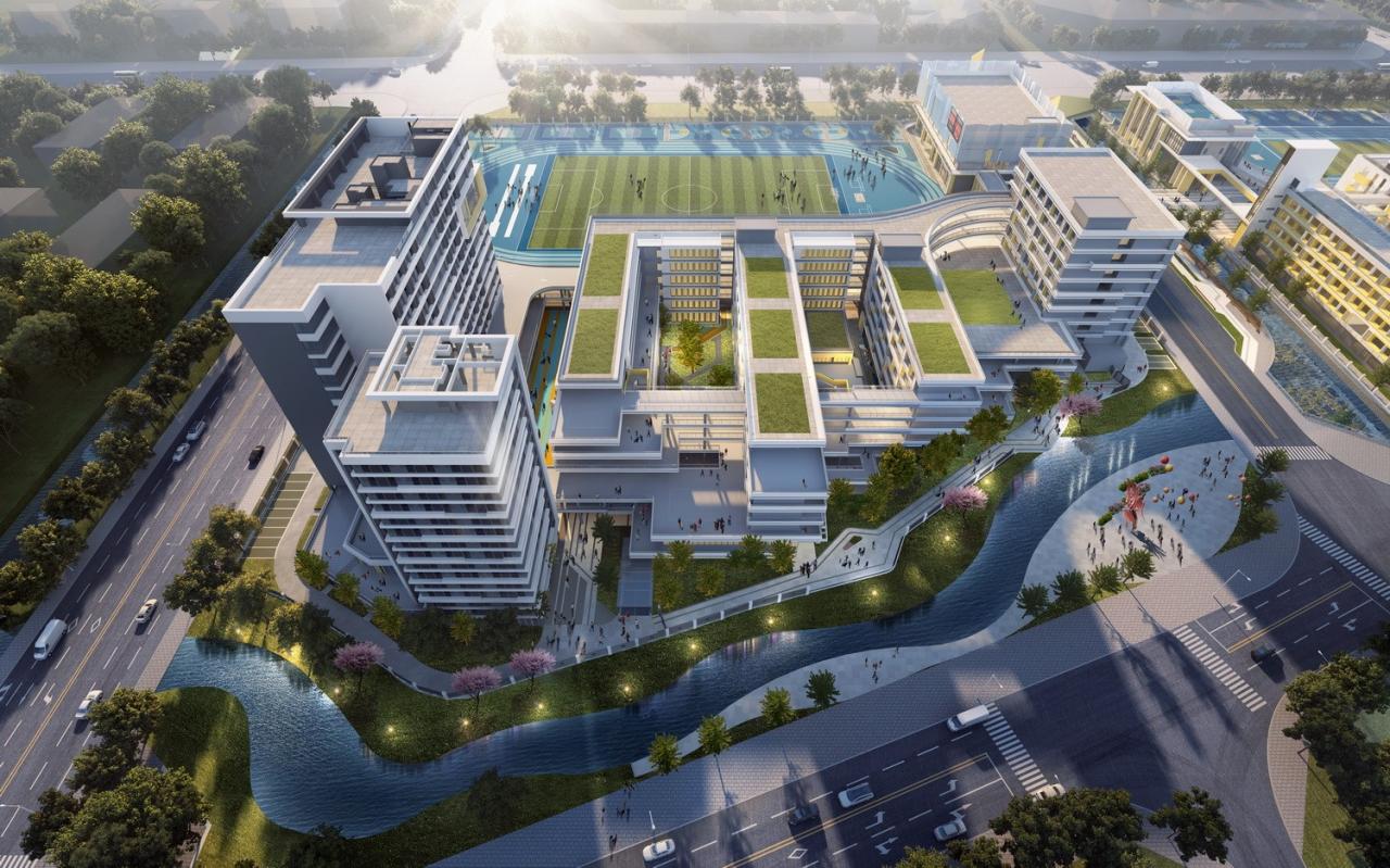 BIM建筑|绿色生态校园:华东师范大学附属顺德美的学校(二期)/ 睿住天元 BIM建筑|绿色生态校园:华东师范大学附属顺德美的学校(二期)/ 睿住天元