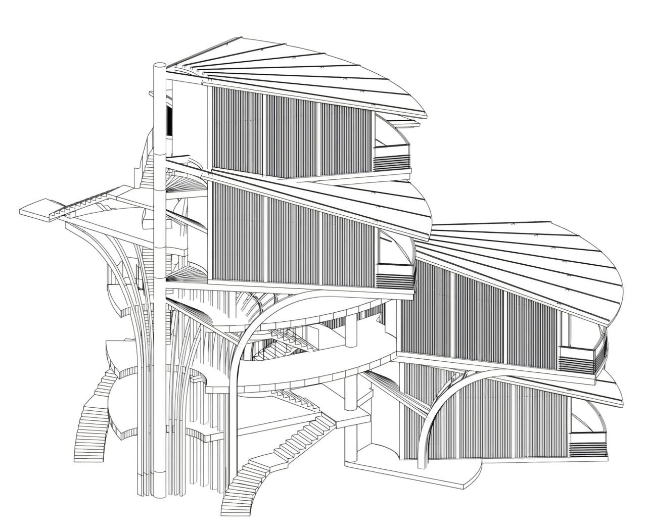 BIM建筑|树叶的结构:南溪欢乐田园野趣酒店树屋设计 / 王晖建筑工作室 BIM建筑|树叶的结构:南溪欢乐田园野趣酒店树屋设计 / 王晖建筑工作室