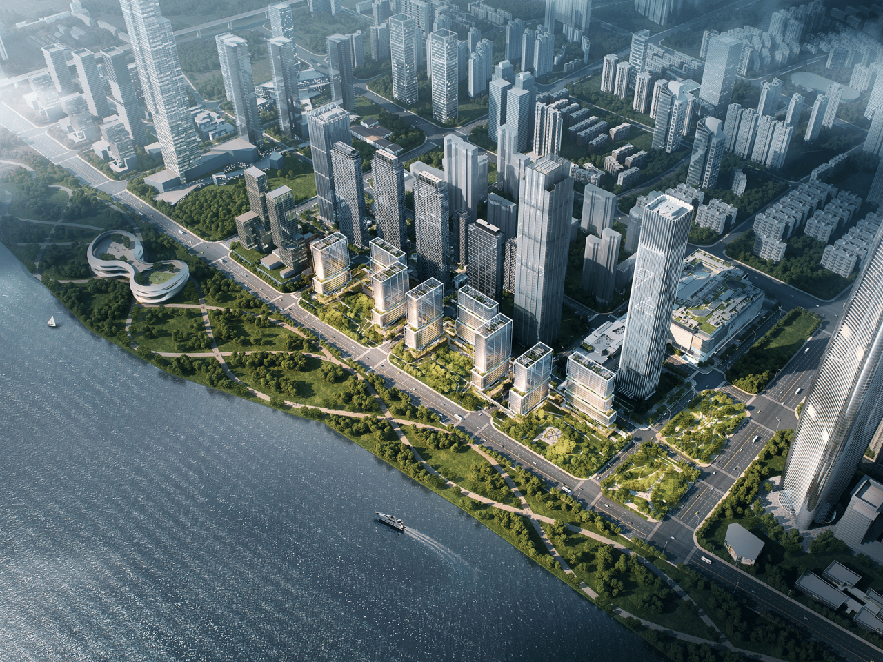 BIM建筑|武汉长江中心国际竞赛方案 / line+朱培栋关于城市坐标的双重思考 BIM建筑|武汉长江中心国际竞赛方案 / line+朱培栋关于城市坐标的双重思考