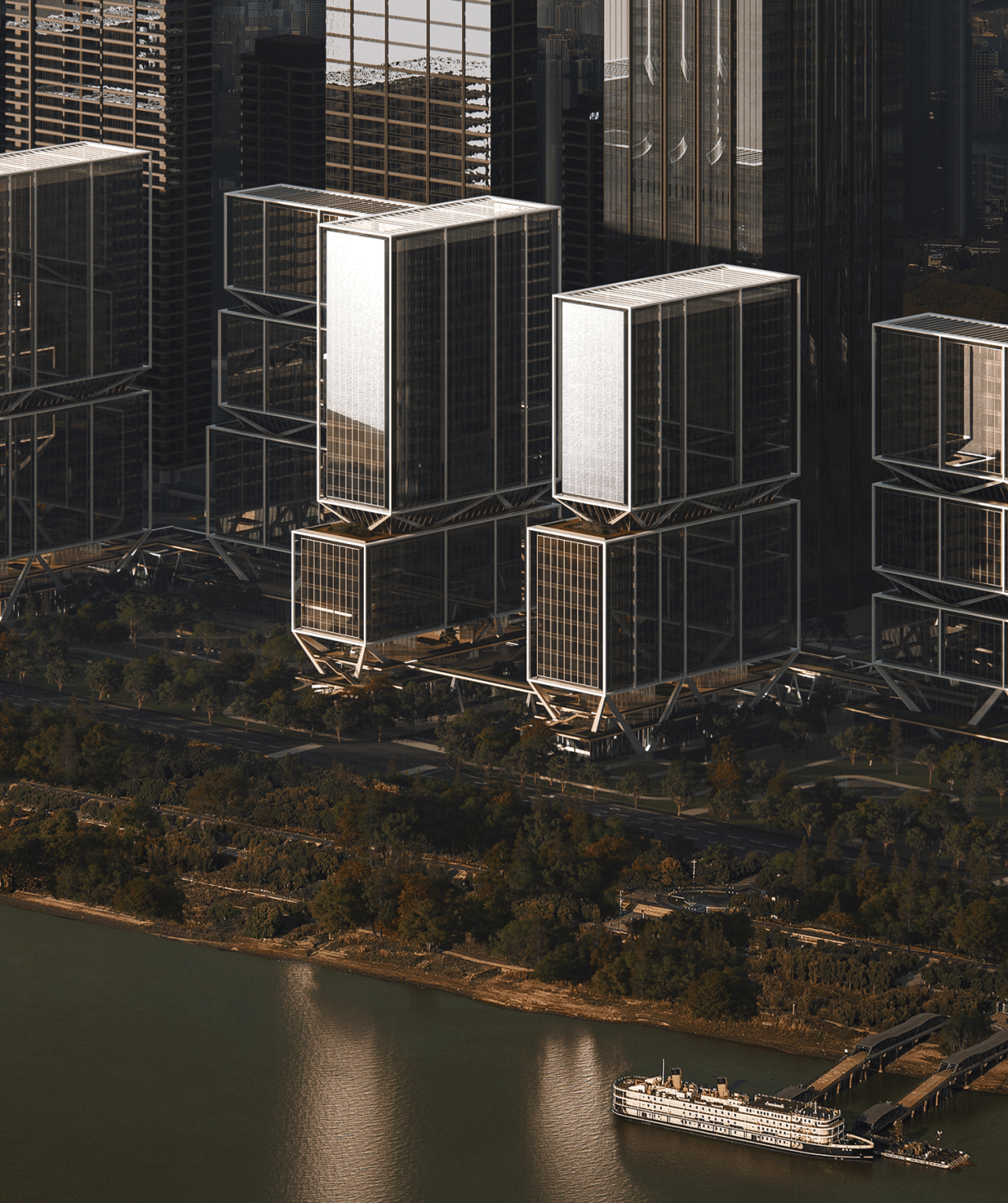 BIM建筑|武汉长江中心国际竞赛方案 / line+朱培栋关于城市坐标的双重思考 BIM建筑|武汉长江中心国际竞赛方案 / line+朱培栋关于城市坐标的双重思考